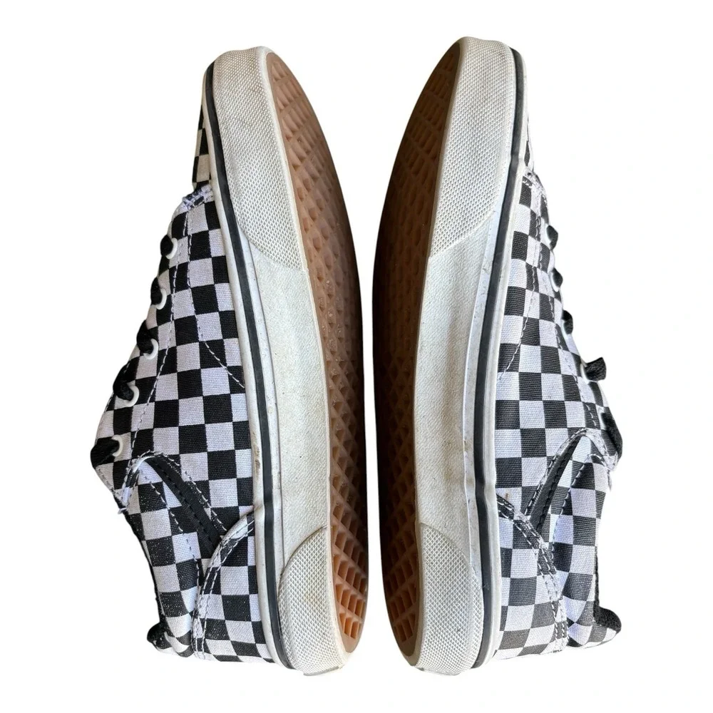 Vans Checkerboard Sneakers Youth 4‎ Black White Lace Up Skate Shoes